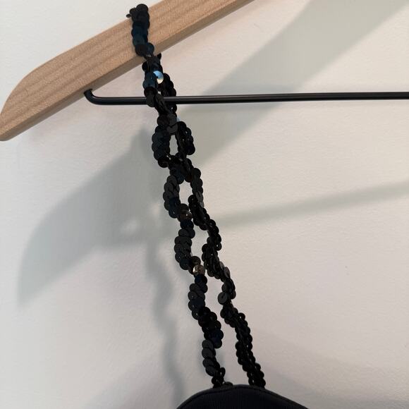 Jessica McClintock Dress Size 14 Black Rhinestones Sequins Asymmetrical - Picture 4 of 16